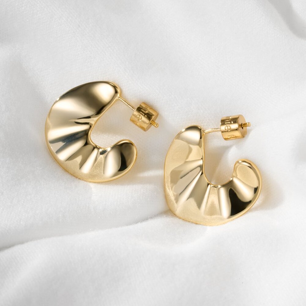 Alicia Bonnie Gold Sculptural Hoop Earrings Modern Artistic Statement Jewelry